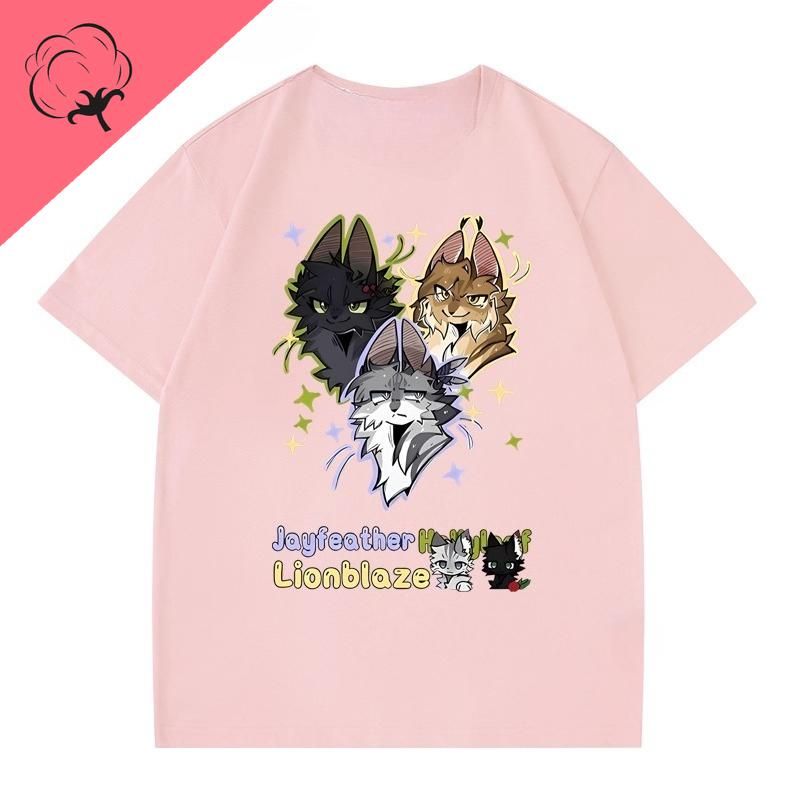 New Style Warrior Cats T Shirt Hot Sale Cat Lover Tee Short Sleeve Cotton Crewneck Kawaii Popular Y2k Clothes Unisex Tops