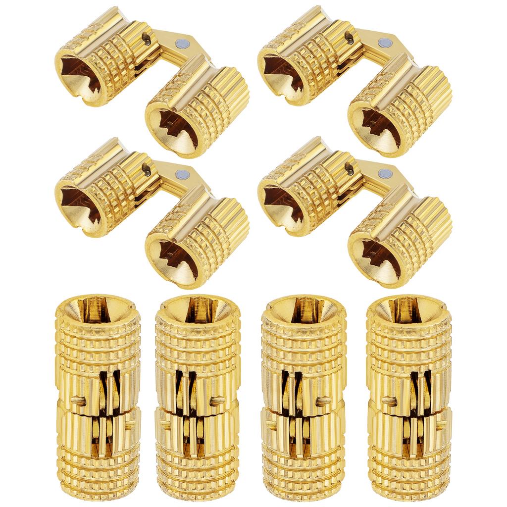 8 Pcs 8mm Invisible Brass Barrel Furniture Hinges, Fit for DIY Jewelry Box Hand Craft with 16 Pcs Screws,8 Mm High-speed Steel Drill