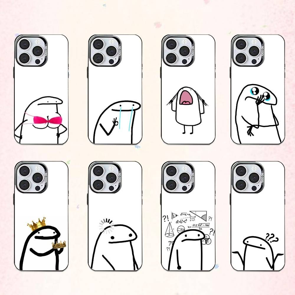 F-Flork M-Мем Чехол для телефона для iPhone17,16,15,14,13,12,11 Plus,Pro Max Цветной Посеребренный Внутренний Чехол