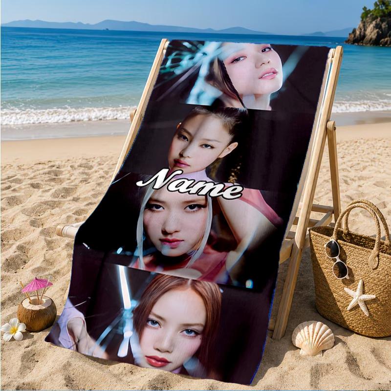 Custom Name Kpop Group Fashion Beach Towel Microfiber Beach Towel, Lightweight and Quick-Dry, for Summer Travel, Swimming Pool Gift