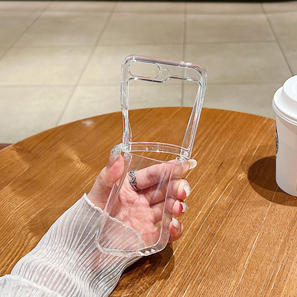 Soft TPU Clear Phone Case For Samsung Galaxy Z Flip 7 6 5 4 3 5G Folding Silicone Cover For Samsung Z Flip6 Flip5 Flip4 Flip3