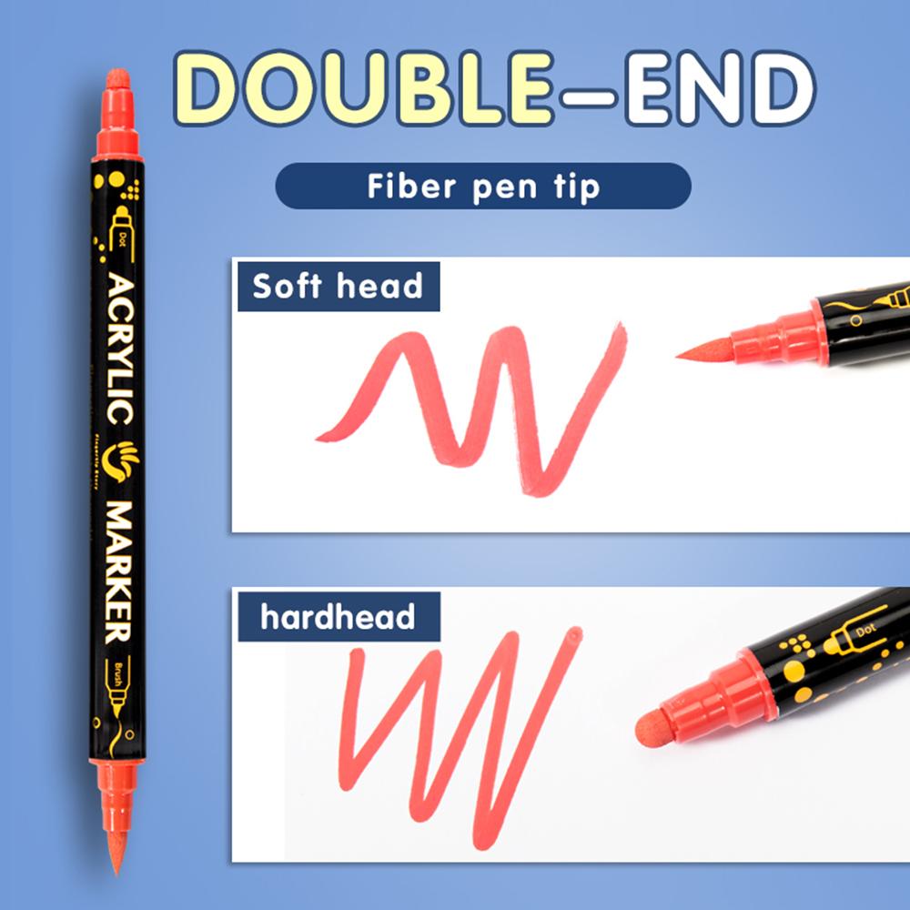 Упаковка из 36 акриловых маркеров, яркий ассортимент цветов, двойной наконечник, быстросохнущий, нетоксичный, для детей и взрослых 