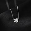 Four-Leaf Clover Necklace Luck Leaves Zircon Pendant Clavicle Chain For Women Light Luxury Party Jewelry Gift