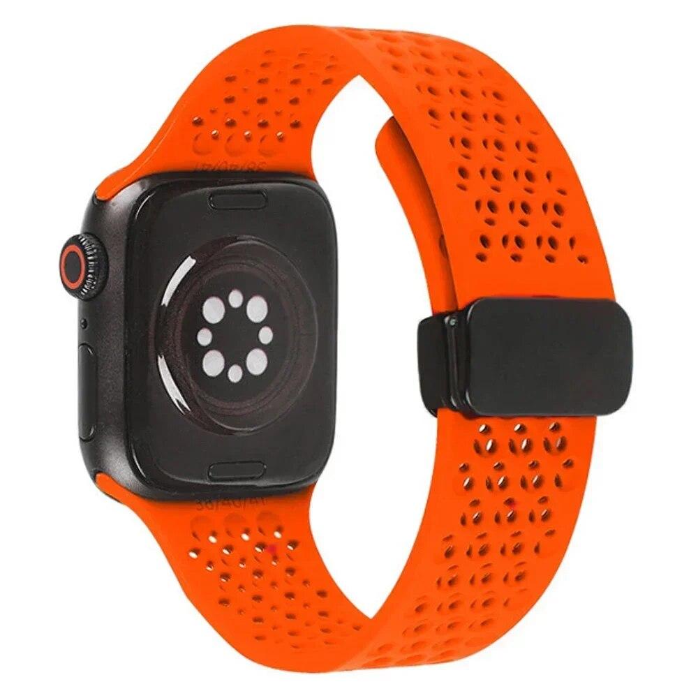 Magnetic Sports Silicone Strap for Apple Watch 49mm 45mm 44mm 41mm 40mm 42mm 38mm Rubber Band for IWatch Series 9 8 7 6 5 4 Se Ultra 2
