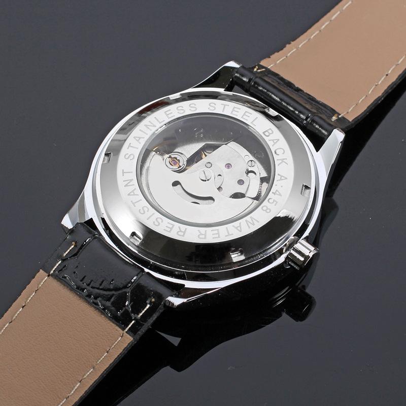 Fashion Winner Top Brand Business Men Automatic Wrist Watches Leather Dress Male Mechanical Calendar Date Clock Montre Homme