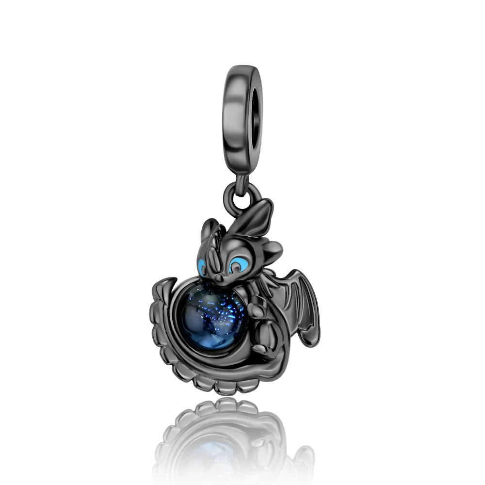 Горячая Распродажа 925 Стерлинговое серебро Медь Разноцветный и Черный Маленький Шарм-Подвеска Дракон Подходит для Браслета Прекрасные Циркониевые Аксессуары Подарки