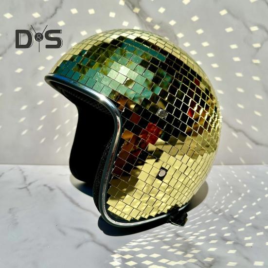 Шлем для дискотечного шара с выдвижным козырьком, регулируемым ремешком на подбородке, блестящей зеркальной шляпой для дискотечного шара, светоотражающим шлемом для взрослых с декоративными дискотечными плитками