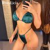 Sexy Halter Wrinkled High Cut Bikini Female Swimsuit Women Swimwear Two-pieces Bikini Set Bather Bathing Suit Swim