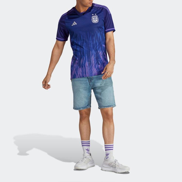 Adidas Аргентина 2022-23 Месси выездная майка Legacy Indigo/Purple Rush Мужская уличная одежда HF2159