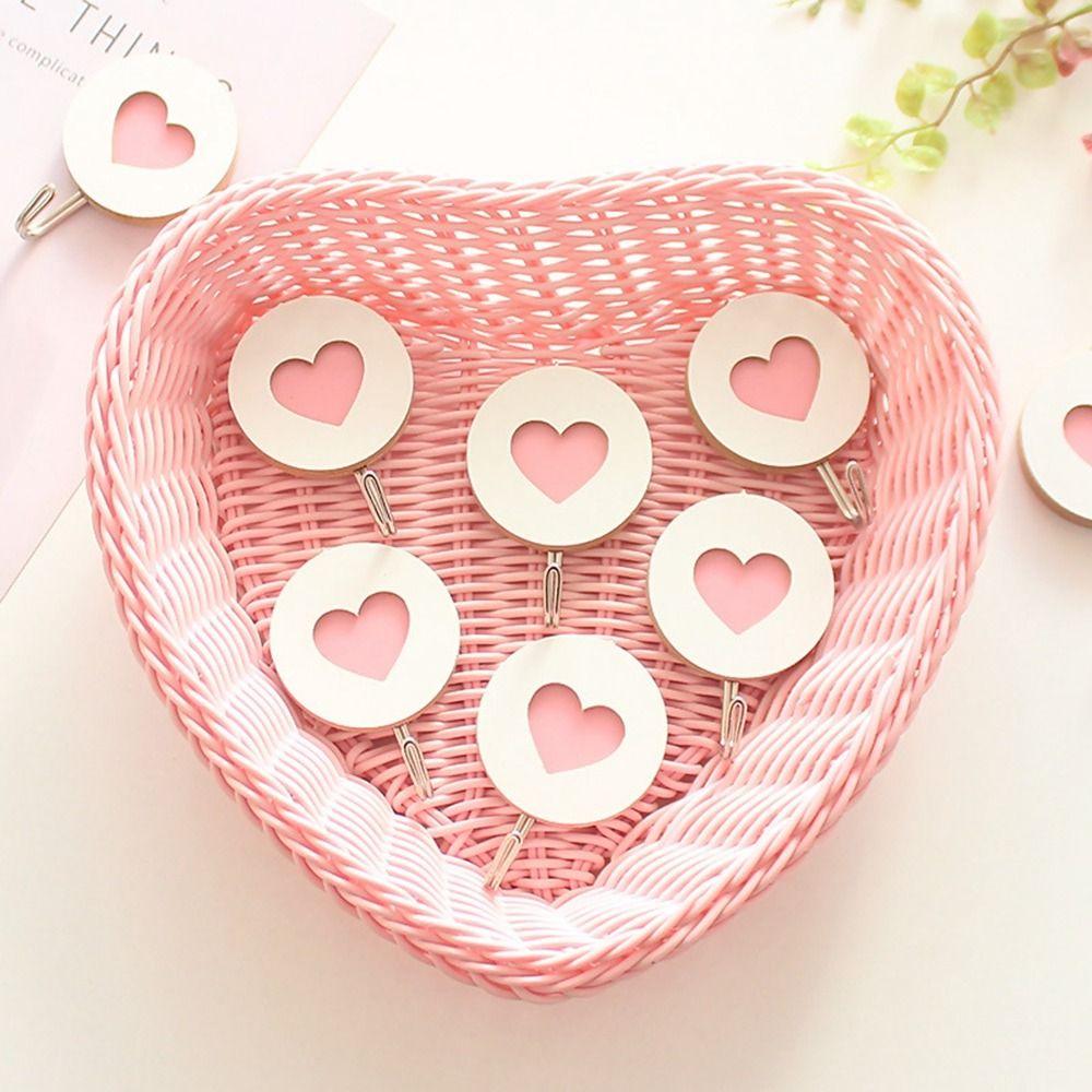 Wooden Wall Hook Self-adhesive Key Holder Creative Heart Shaped Hook  Kitchen
