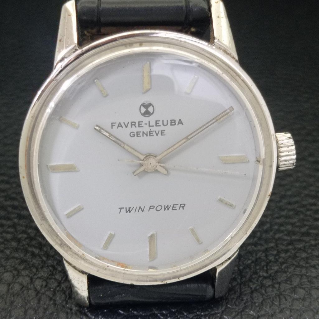 ВИНТАЖНЫЕ ШВЕЙЦАРСКИЕ МУЖСКИЕ ЧАСЫ FAVRE LEUBA TWIN POWER 253 С РУЧНЫМ ЗАВОДОМ СЕРЫЕ a703019-1 R212-a703019