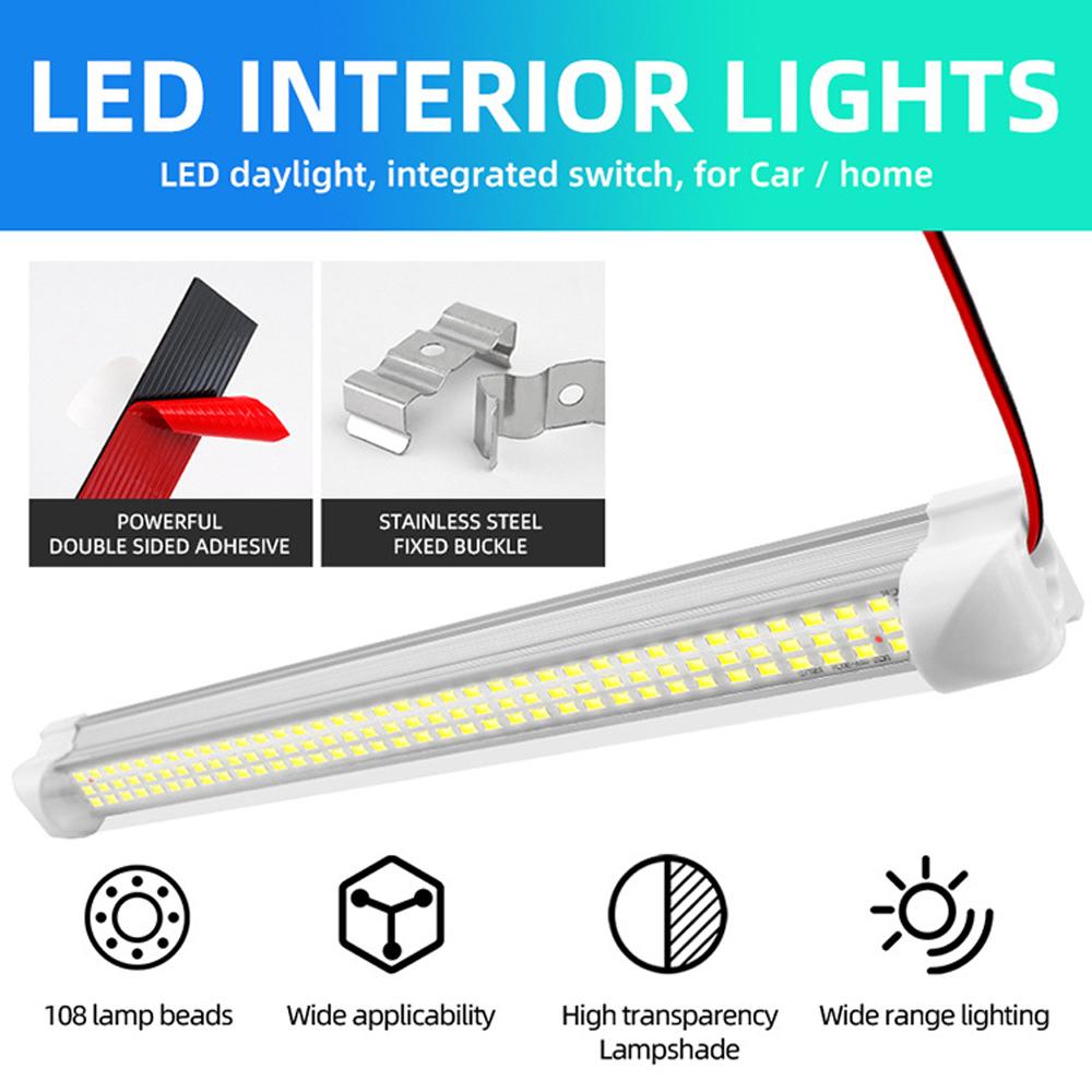 12 В-85 В Освещение салона автомобиля Лампа отсека 72/108 светодиодов Универсальная автомобильная лампа для чтения в кабине Плата освещения багажника с выключателем вкл./выкл.