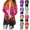 Женская мода, повседневный кардиган с цветочным принтом на Хэллоуин, куртка средней длины, пальто