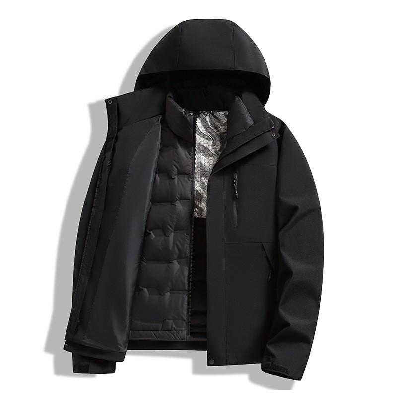 Men Women Winter Waterproof Hiking Jacket With Removable Down Liner Graphene Insulated Outdoor Shell Coat