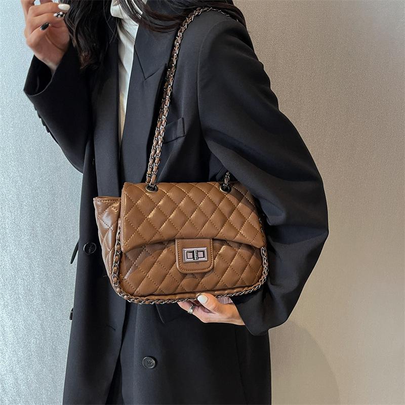 New Fashion Trend Lock Diamond Chain Bag Single Shoulder Oblique Span Women's Bag