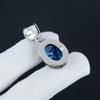 London Blue Topaz Gemstone Silver Pendant In 925 Sterling Silver - Handmade Oval Design, Everyday Wear Jewelry Mother' Day Gift