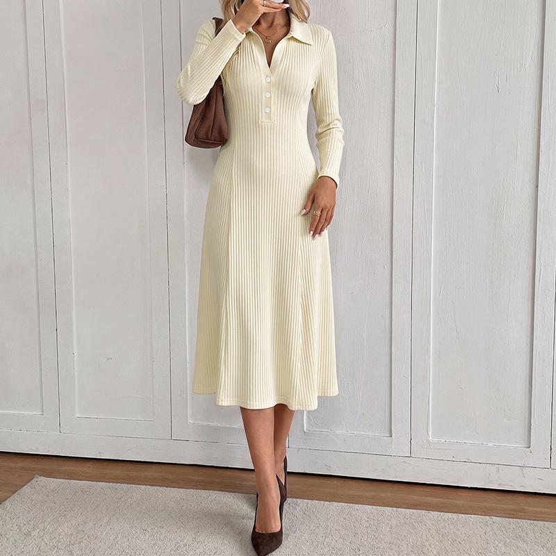 Fall/Winter Knitted Long Dress for Women - New Style with Waistline and Hanger Straps - Elegant and Casual Dress