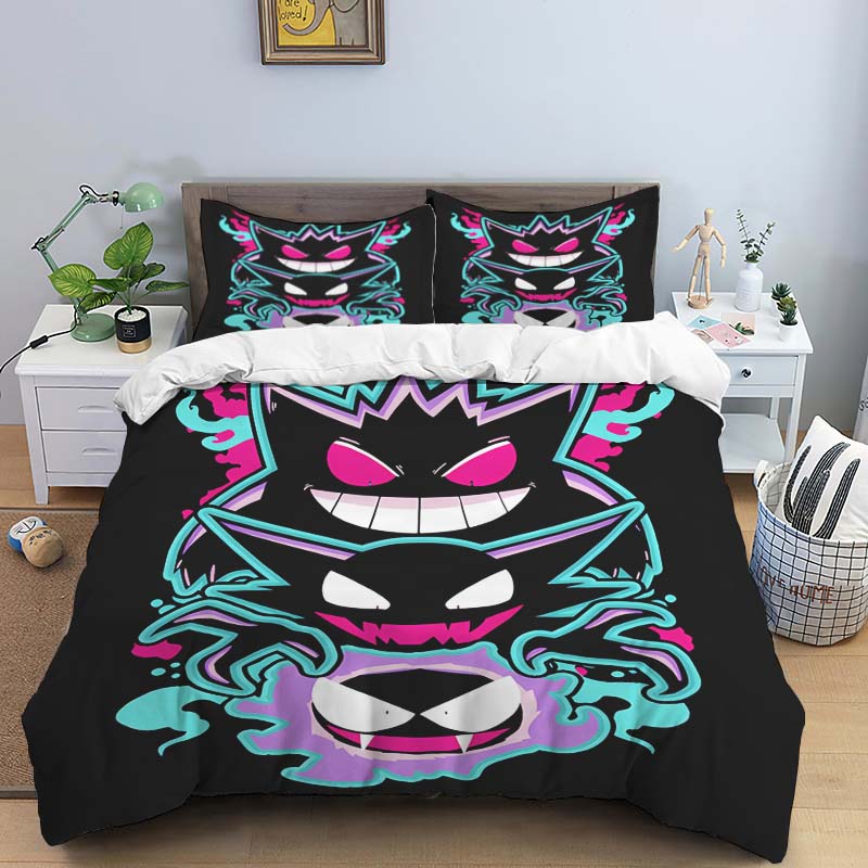 This adorable Gengar cartoon bedding set—including a duvet cover and pillowcases—is the perfect choice for decorating your bedro