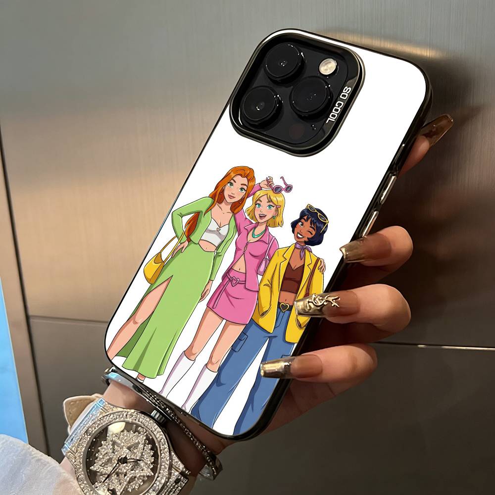 Classic animation T-Totally- Spies For iPhone 17 16 15 14 13 12 11 Pro Max XS  17 Air Silicone Colored Silver Bumper Cover