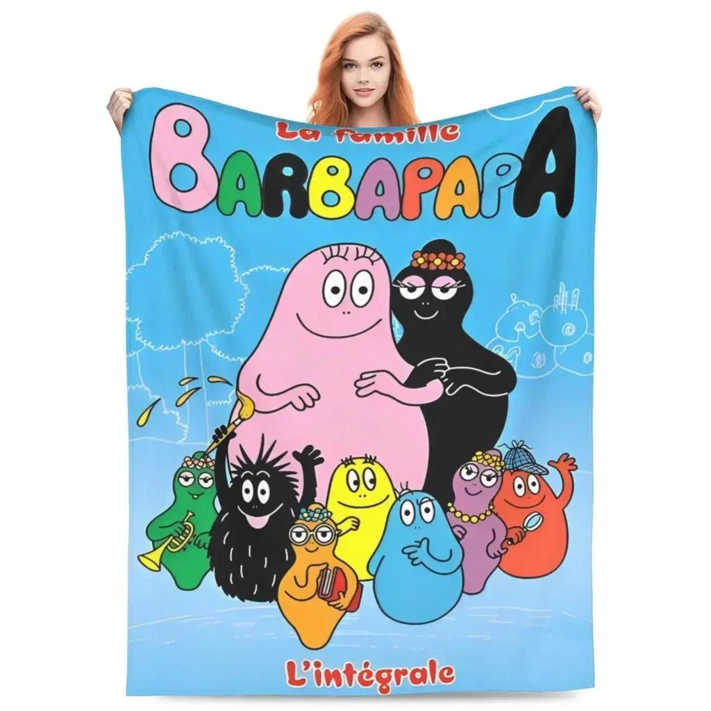 Barbapapa Coral Fleece Plush Throw Blanket Cute Cartoon Blankets for Sofa Travel Lightweight Bedding Throws