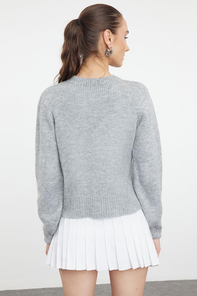 Women's Elegance Style Cardigan Stone Soft Textured Jewel Buttoned Jacket Look Knitwear Cardigan