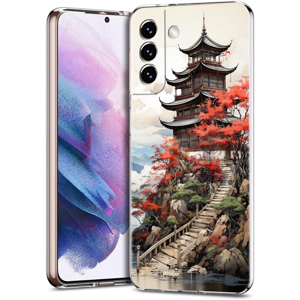 Чехол для телефона Samsung Galaxy S24 Ultra S23 FE S22 S20 S21 5G S10 S9 Plus S10E S8 Прозрачный Чехол с рисунком в стиле 'тушь и вода'