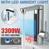 3300W 360° Electric Hot Water Heater Faucet LED Ambient Light Temperature Display Instant Heating Tap 3S Quick Heating