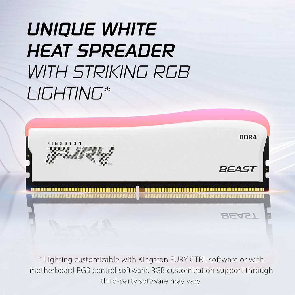 Kingston FURY Настольный ПК Белый DDR4 16 ГБ x Kingston FURY Beast с пожизненной гарантией Память, 3600 МТ/с, 2, RGB, CL18, KF436C18BWAK2/32,