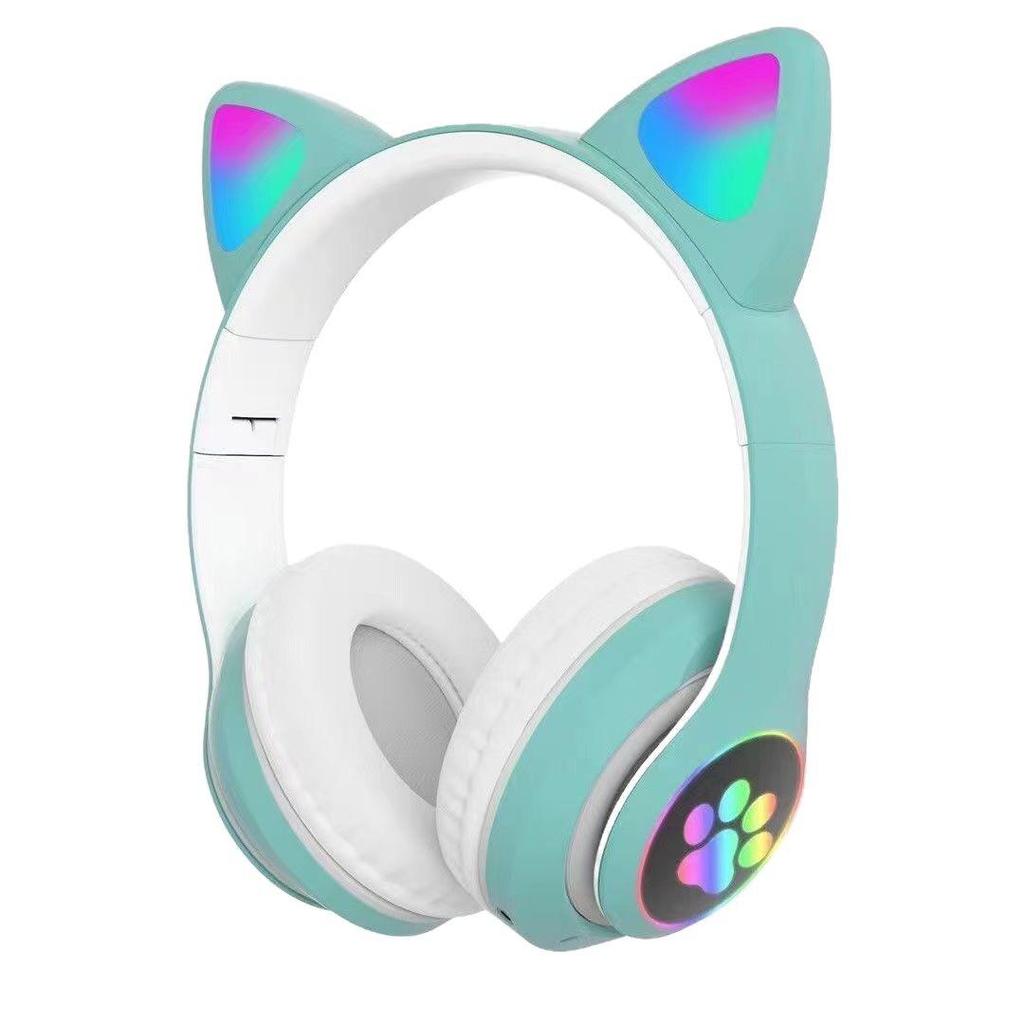 STN-28 Luminous Cat Ear Wireless Bluetooth Headset with Heavy Bass, Over-ear, Sport & Card Slot