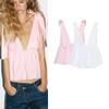 Summer New Women Clothes Bowknot Decoration Poplin French Style Vacation Leisure V-neck Vest Top 2760200