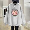 Off-white Sweater Women's Loose and Thin Spring, Autumn and Winter New Cute Cartoon Foreign Style Velvet Medium and Long Top