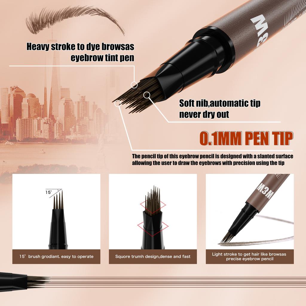 W3W Eyebrow Pencil Waterproof And Non-Smudging 4D Micro-Engraving Double-Headed Eyebrow Pencil Eyeliner 2In1 Liquid Eyebrow Pencil
