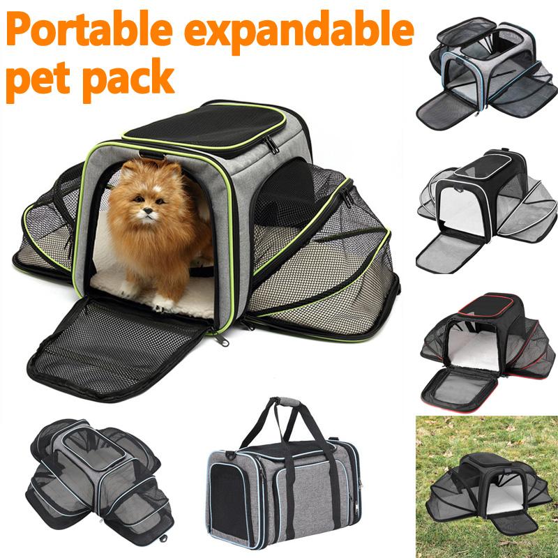 Большая сумка-переноска для домашних животных, портативная расширяемая дорожная клетка для собак, кошек, щенков, сумки для переноски
