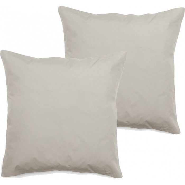 Set of 2 Percale Pillowcases Pure Combed Cotton Long Fibers 80 Threads/cm² South Wind - Natural - Set of 2 Pillowcases 65 X