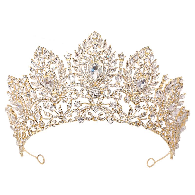 Cenmon Royal Queen Green Crown Big Diadem Bride Tiara Crowns for Women Bridal Wedding Party Crown Hair Dress Jewelry Accessori