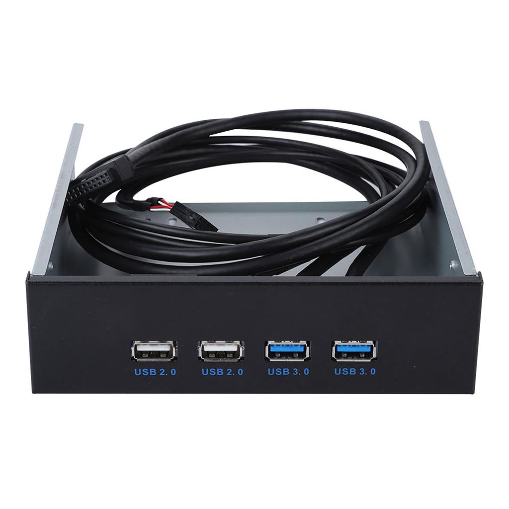 5.25 Inch 19 Pin 9Pin To USB 3.0 USB 2.0 4 Port Metal Optical Drive Bay