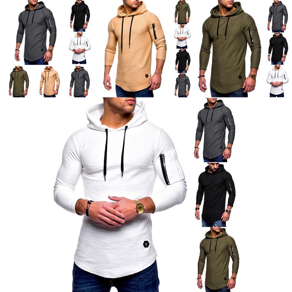 Мужская толстовка Slim Fit для спортзала со шнурком и молнией на рукаве для максимального стиля