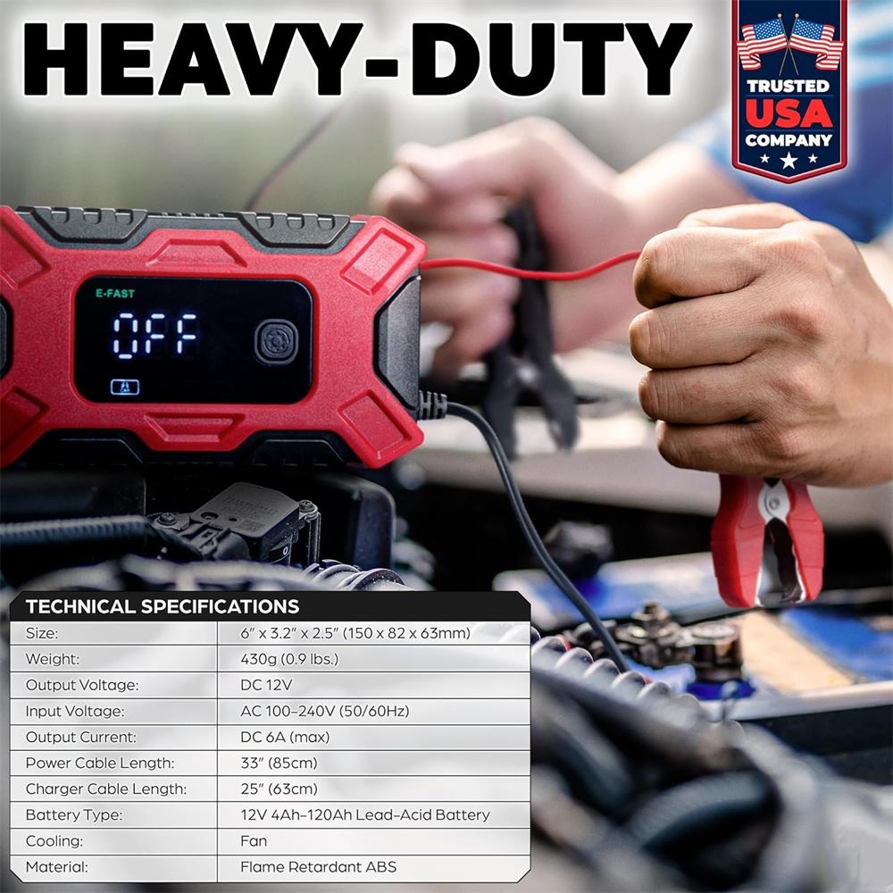 Быстрое зарядное устройство для аккумулятора автомобиля и мотоцикла 12 В 6 А, интеллектуальное, с цифровым ЖК-дисплеем, свинцово-кислотное зарядное устройство, поддерживающее зарядное устройство