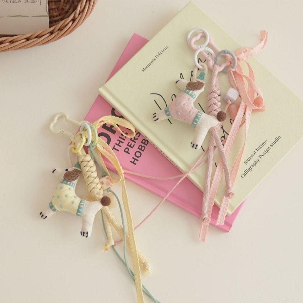 Polyester Braided Rope Bag Pendant Fabric Animal Couple Keyring  Girls Couple Girlfriends
