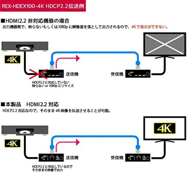 Совместимый с Ratoc System 4K60Hz HDMI-удлинитель (100m) REX-HDEX100-4K