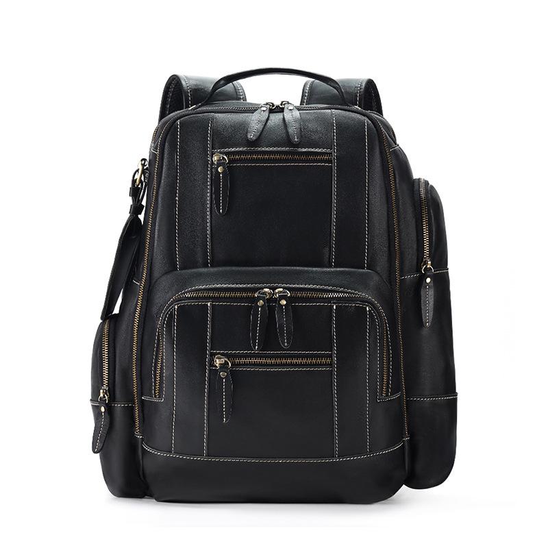 Men's Large Capacity High-End Crazy Horse Leather Backpack