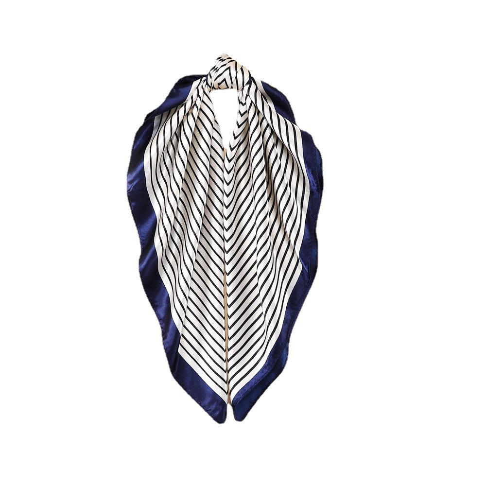 Атласный маленький квадратный шарф 60 см шелковый шарф полосатый шарф с принтом декоративная повязка на голову модный женский шелковый шарф