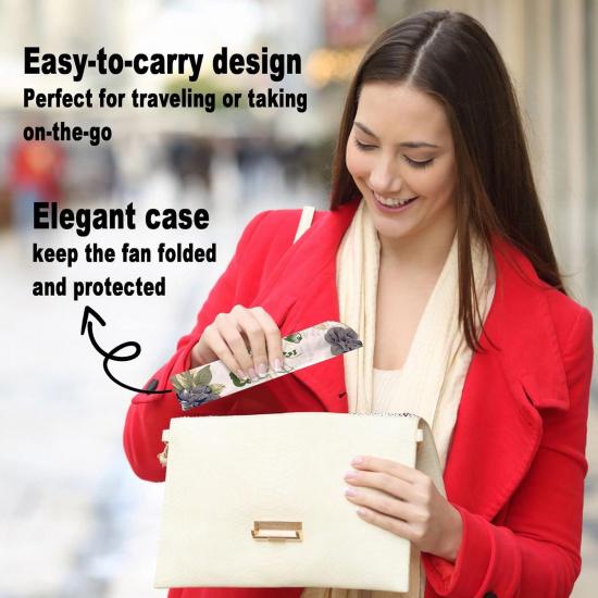 Складной веер для женщин - Складной китайский японский винтажный бамбуковый шелковый веер - Идеально подходит для приливов жара, церкви, EDM, фестивалей, танцев и в качестве подарков