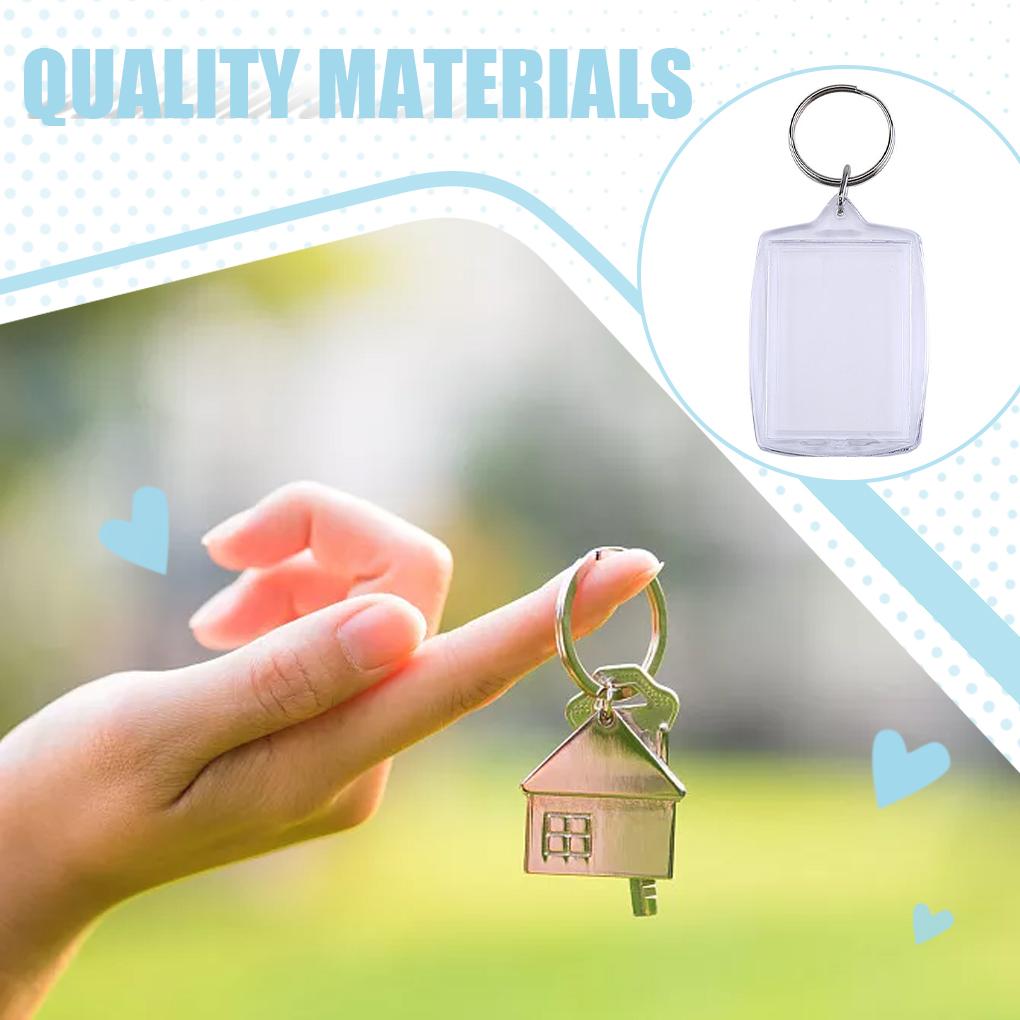 50PCS Key Chain Blank Double Side Plastic Keys Rings Metal Ring Eco Friendly Drop Resistance Holder Accessory Birthday