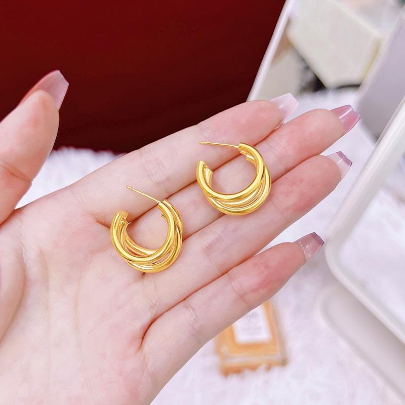 Elegant Retro C-Shaped Earrings: Versatile and Stylish, Simple Luxury for Women