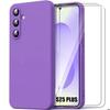 Case for Samsung Galaxy S25 Plus (Galaxy S25+) Silicone Violet + 2 Tempered Glasses - BOOLING®