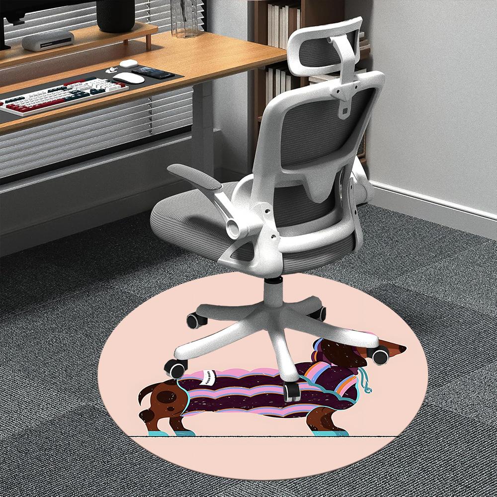 1pc Dachshund Blanket Office Round Area Rug, Indoor Mat Suitable ForOffice, Under Office Chairs Bedroom Living Room Home Decor, Room Deco u51