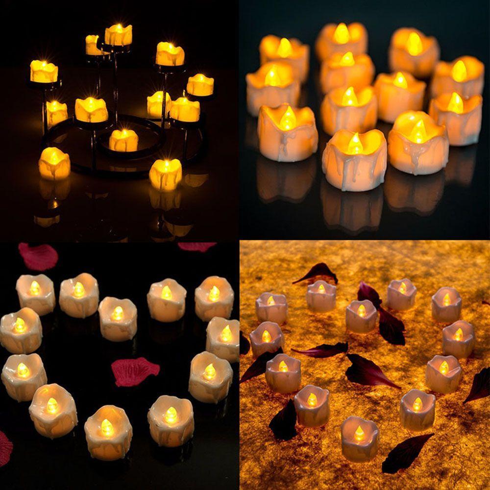 Для Рождества Хэллоуина беспламенные электрические свечи светодиодные чайные свечи желтые мерцающие свечи на батарейках