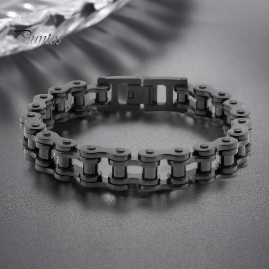 Браслет унисекс с дизайном мотоциклетной цепи из нержавеющей стали в стиле панк-хип-хоп, гладкий браслет на запястье для различных случаев