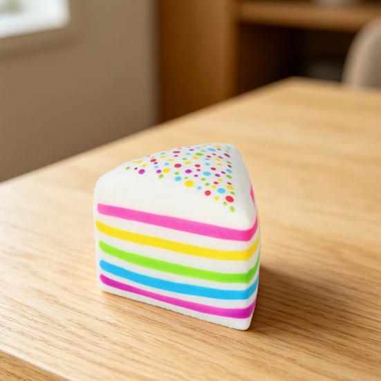 Simulated Cake Squeeze Toy Anxiety Relief Slow Rising Rainbow Cake Stress Toy Portable Fake Food Decompression Tools